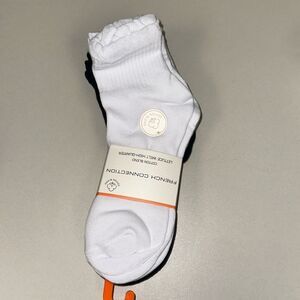 French Connection 5pk White Heather Silver Black Cotton Blend Knit Socks